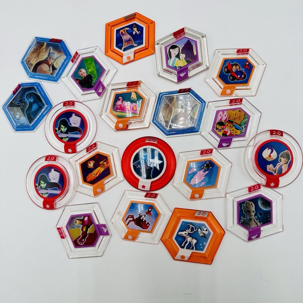 Disney Marvel Infinity Power Discs Mixed Lot Of 19 Round Hexagon Untested
